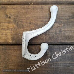 5 White Distressed Coat Towel Hat Hook